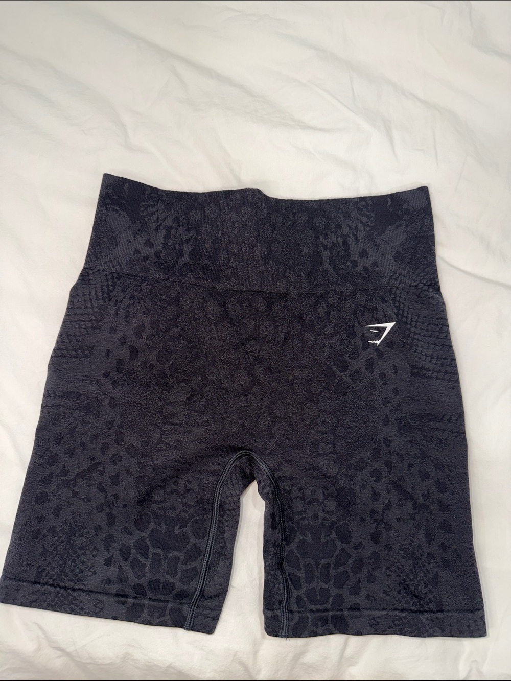 Gymshark Black High-Rise Seamless Animal-Texture Bike Shorts
